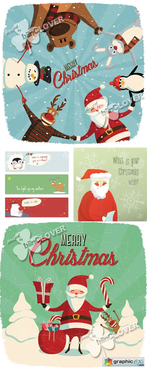 Vector Merry Christmas cards 0548