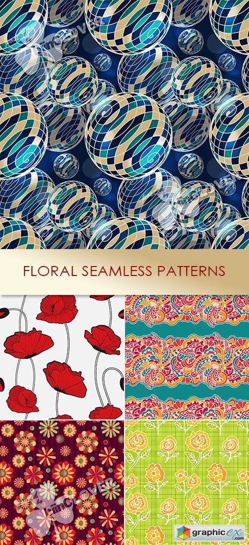 Vector Floral seamless patterns 0487
