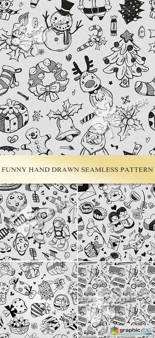 Vector Funny hand drawn seamless pattern 0485
