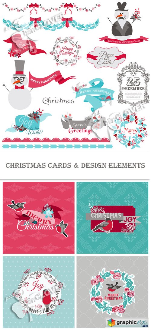 Vector Christmas �ards and design elements 0483