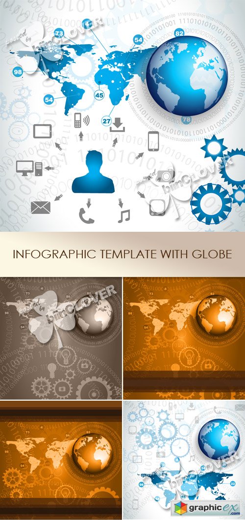 Vector Infographic template with globe 0482