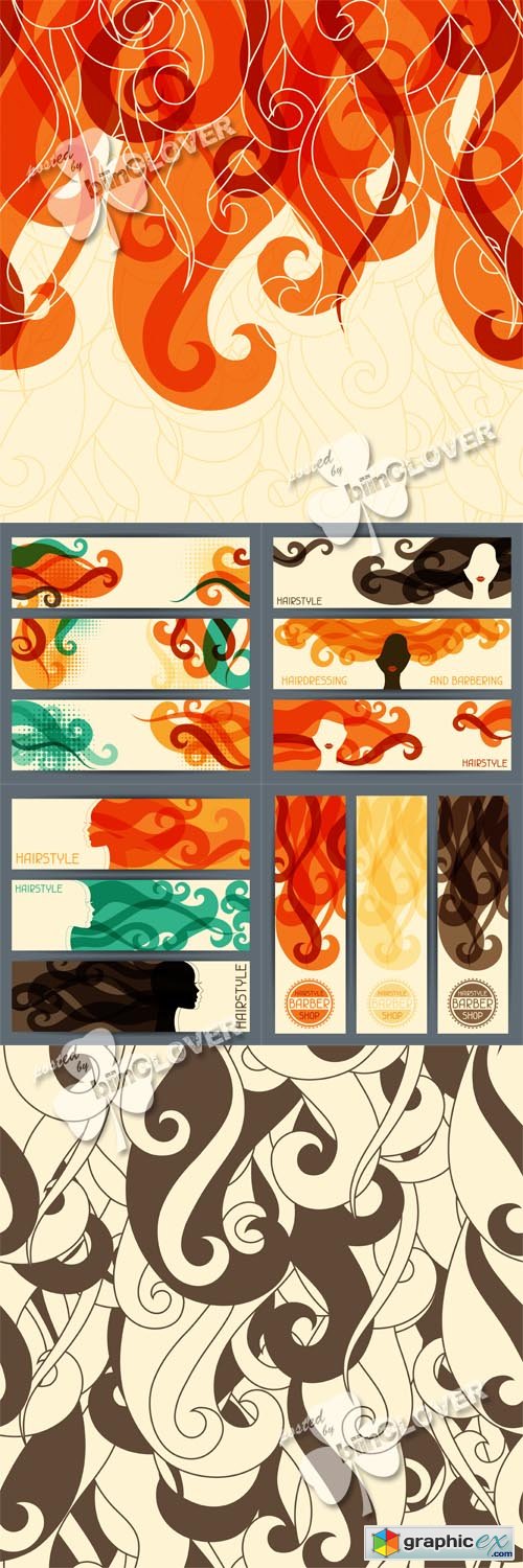 Vector Hairstyle backgrounds and banners 0477