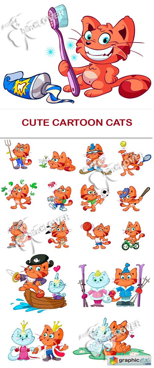 Vector Cute cartoon cats 0471