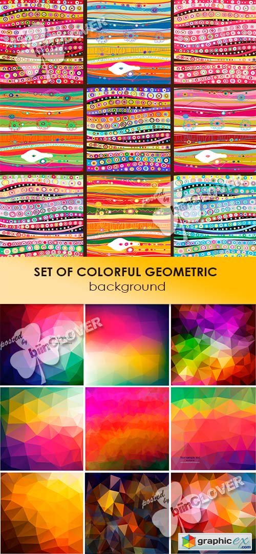 Vector Set of colorful geometric background 0469