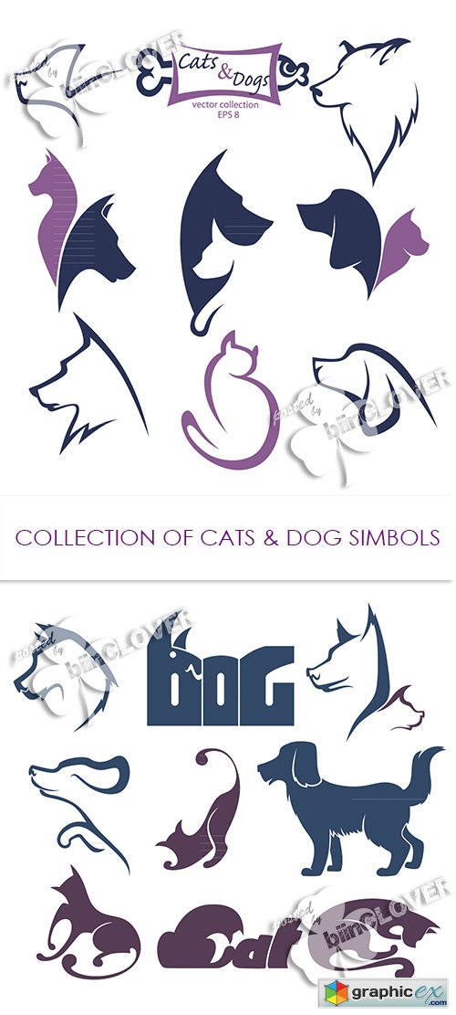 Vector Collection of cats and dogs symbols 0469