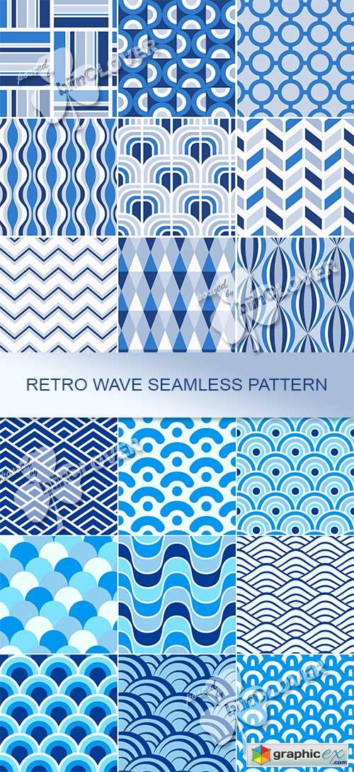 Vector Retro wave seamless  pattern 0467