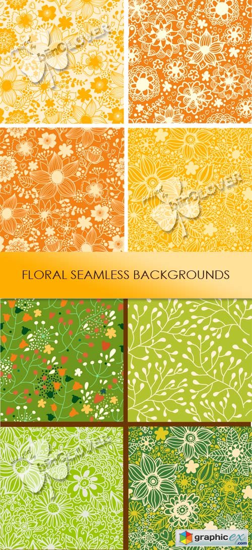 Vector Floral seamless backgrounds 0462