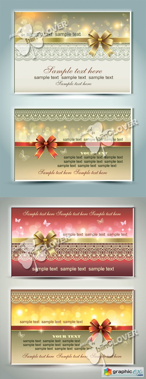 Vector Greeting cards with bows 0460