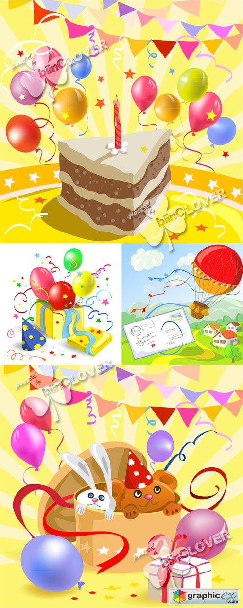 Vector Funny birthday cards 0459