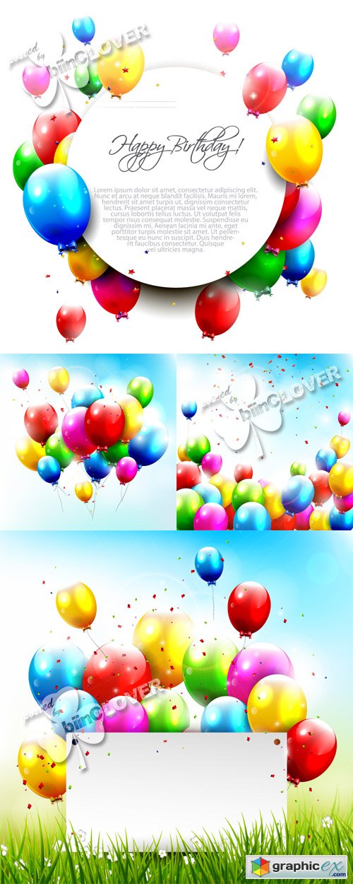 Vector Happy birthday cards 04567