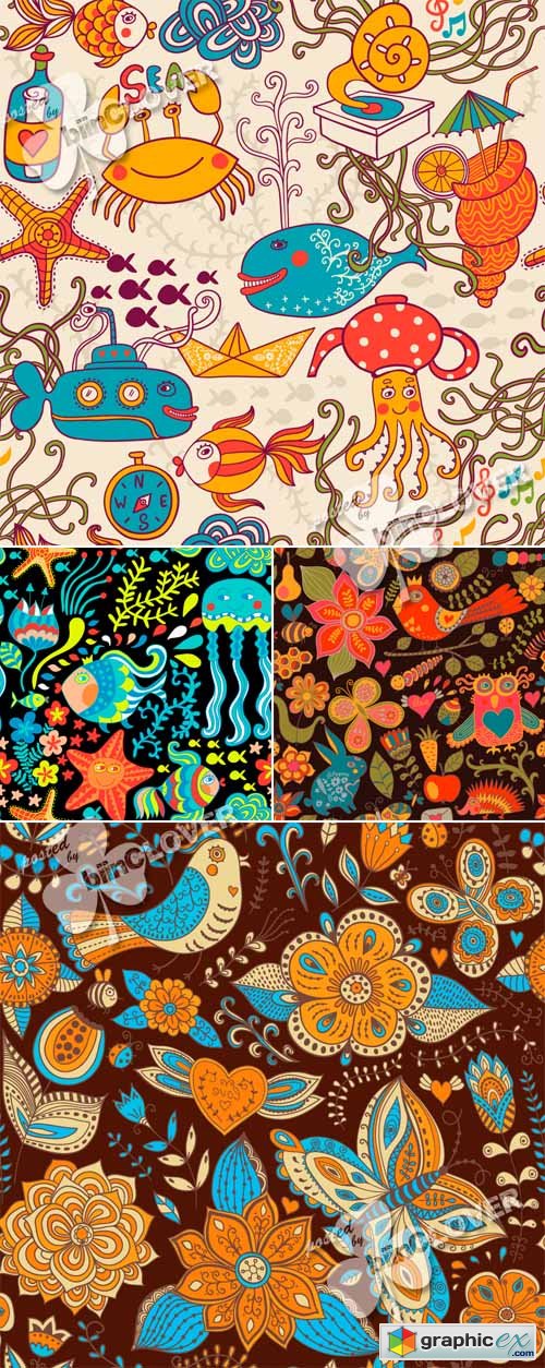 Vector Gorgeous seamless floral pattern 0457