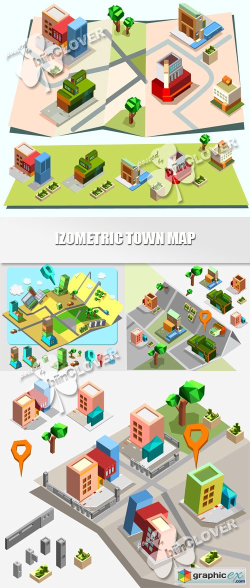 Vector Isometric town map 0457