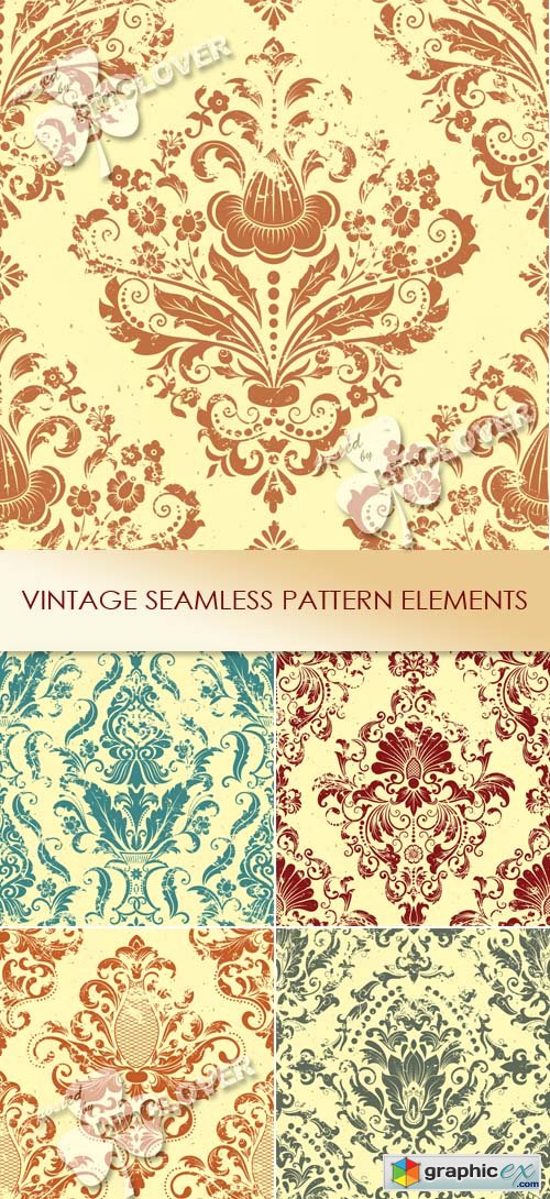 Vector Vintage seamless pattern elements 0456