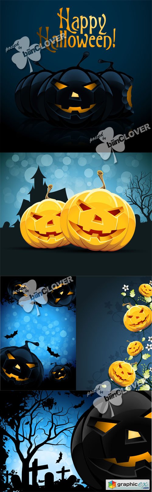 Vector Halloween night cards 0455