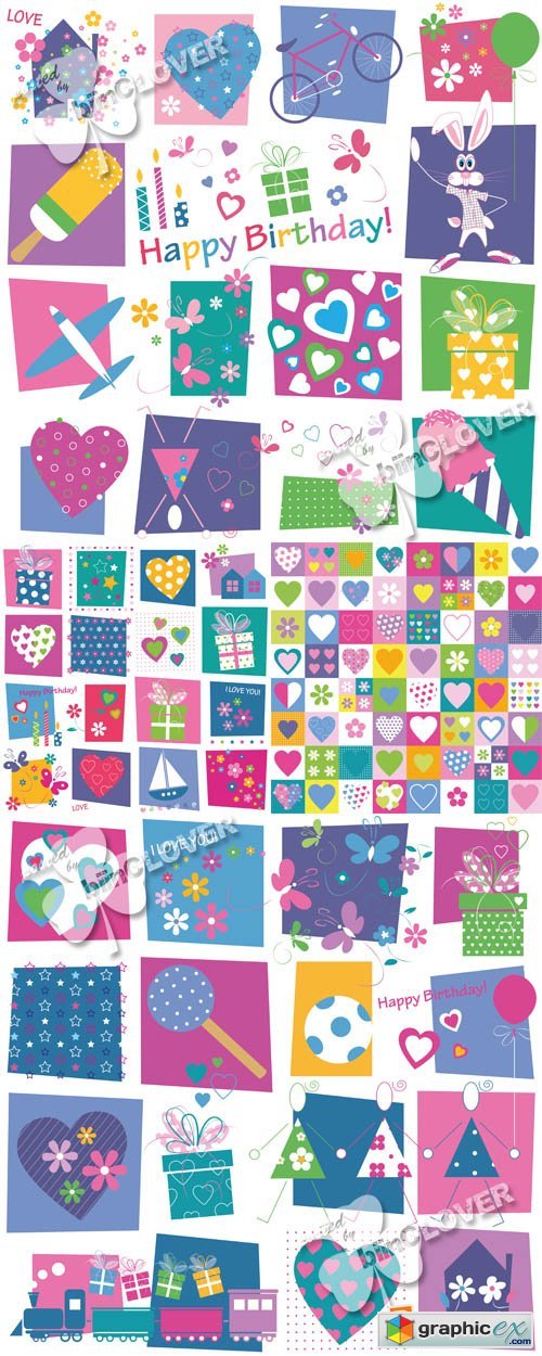 Vector Gifts hearts flowers and birthday 0552