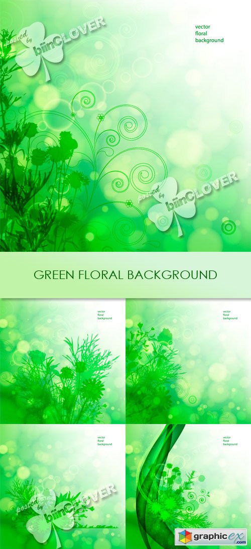 Vector Green floral background 0451