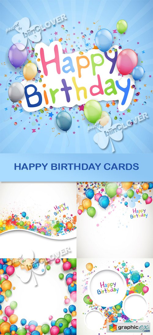 Vector Happy birthday cards 0451