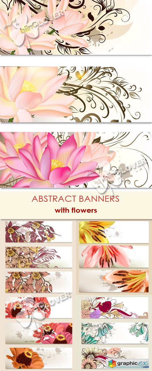 Vector Abstract banners with flowers 0444