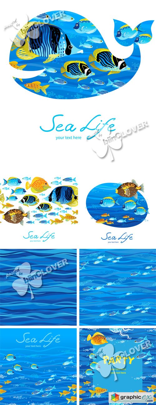 Vector Background with tropical fishes 0444