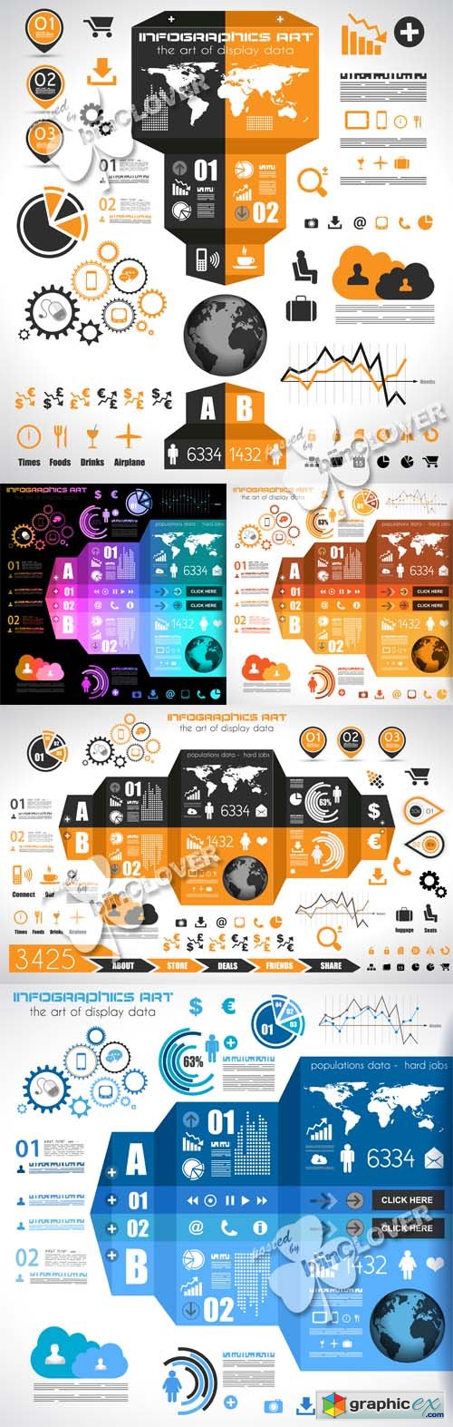 Vector Infographic design elements and tags 0444