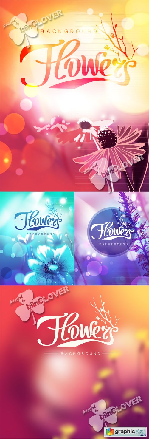 Vector Colorful floral background 0443