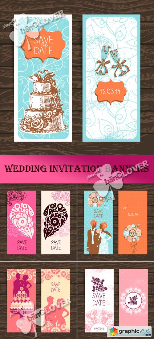 Vector Wedding invitation banners 0443