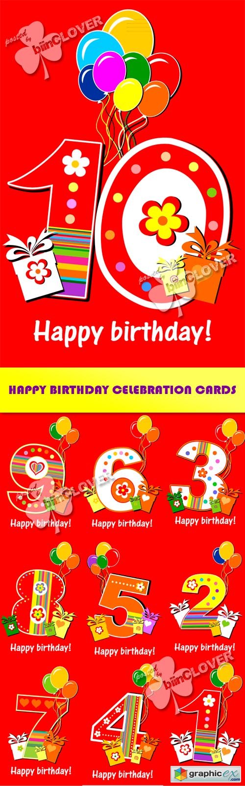 Vector Happy birthday celebration cards 0422