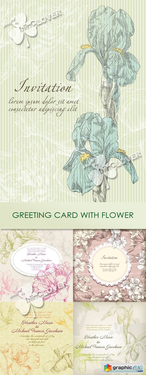 Vector Greeting card with flower 0422