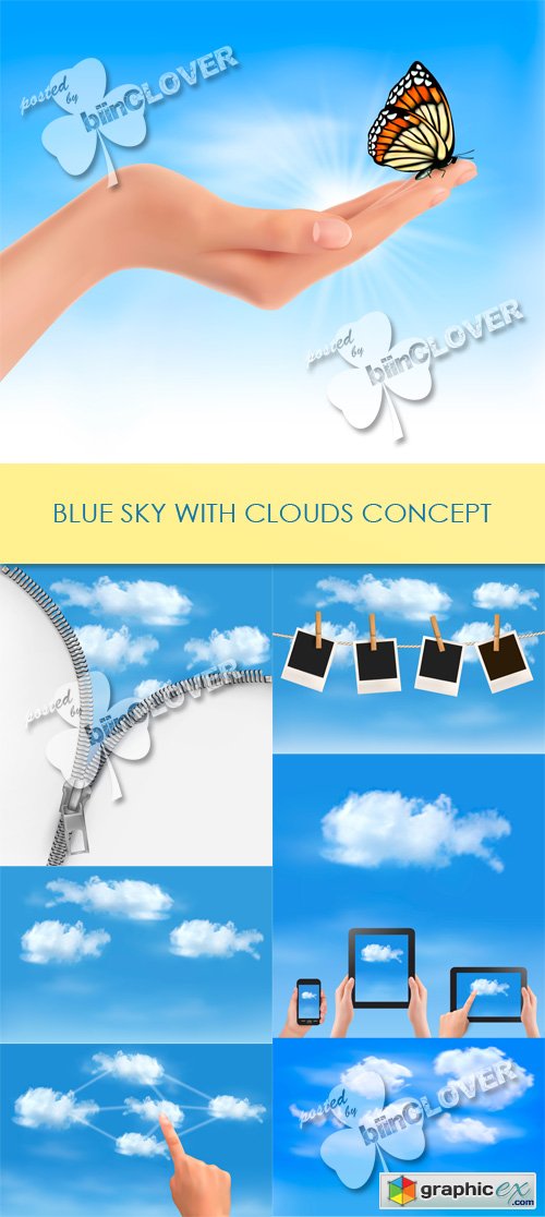 Vector Blue sky with clouds concept 0440
