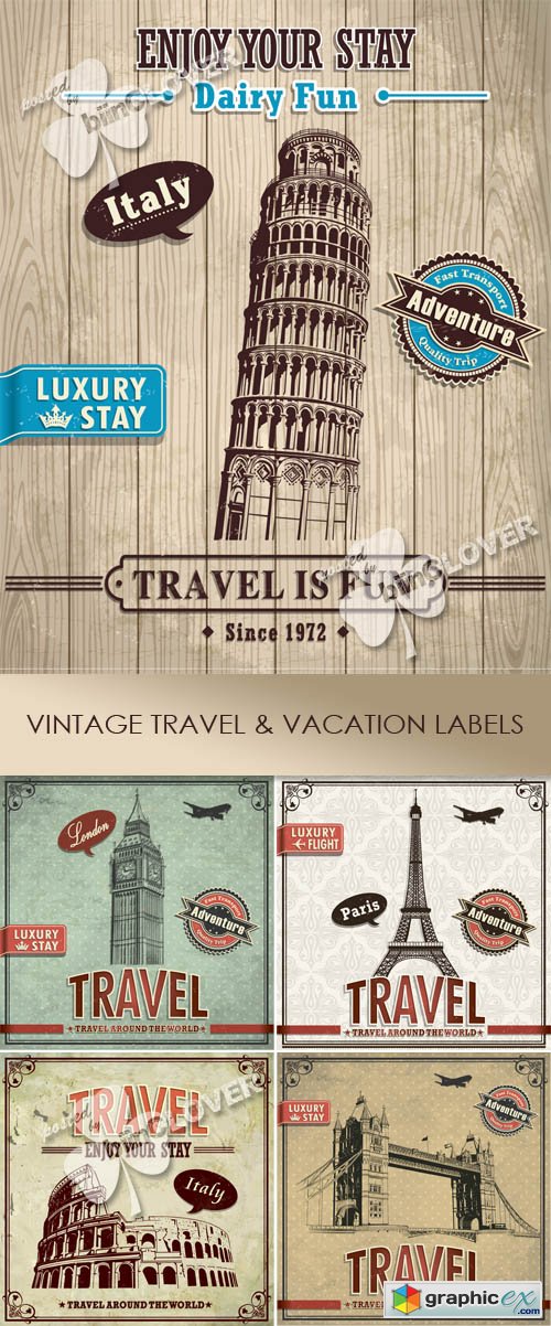 Vector Vintage travel and vacation labels 0440