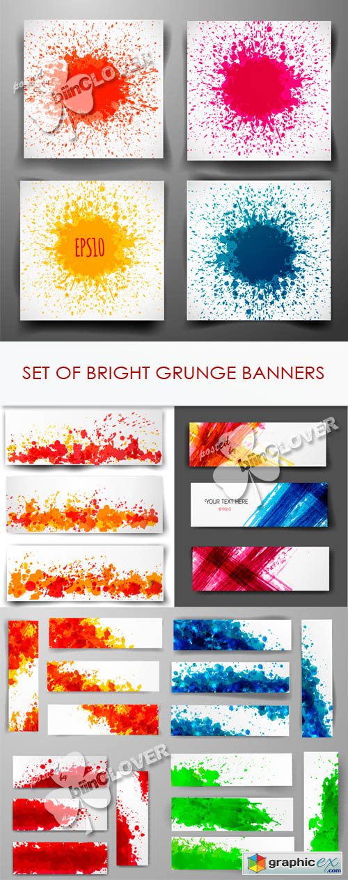 Vector Set of bright grunge banners 0438