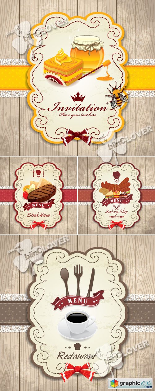 Vector Card with food emblems 0434