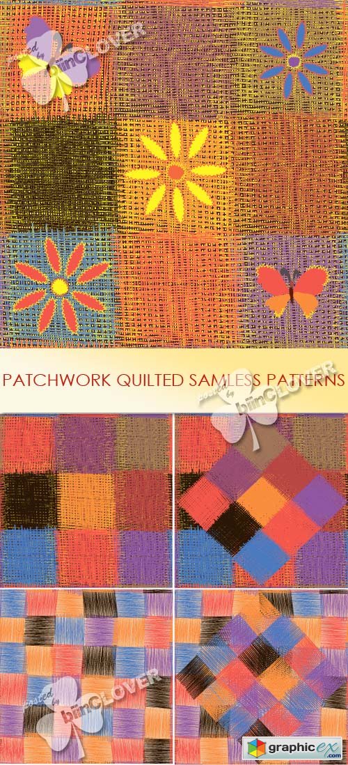 Vector Patchwork quilted seamless patterns 0430