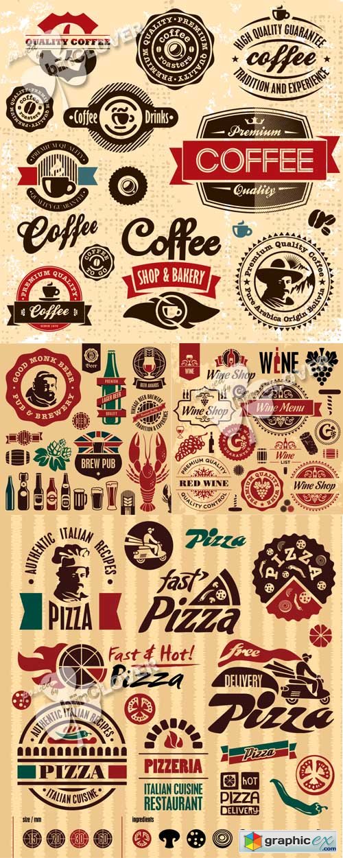 Vector Retro food labels and badges 0429