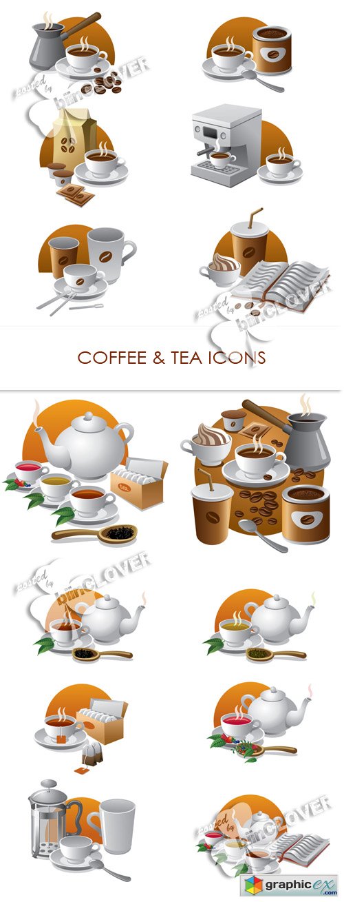 Vector Coffee and tea icons 0426
