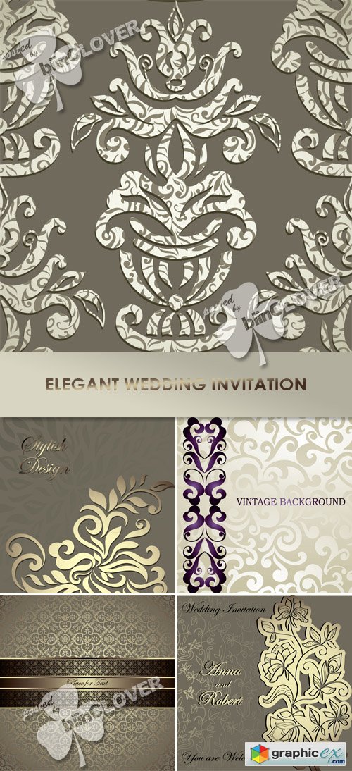 Vector Elegant wedding invitation 0426