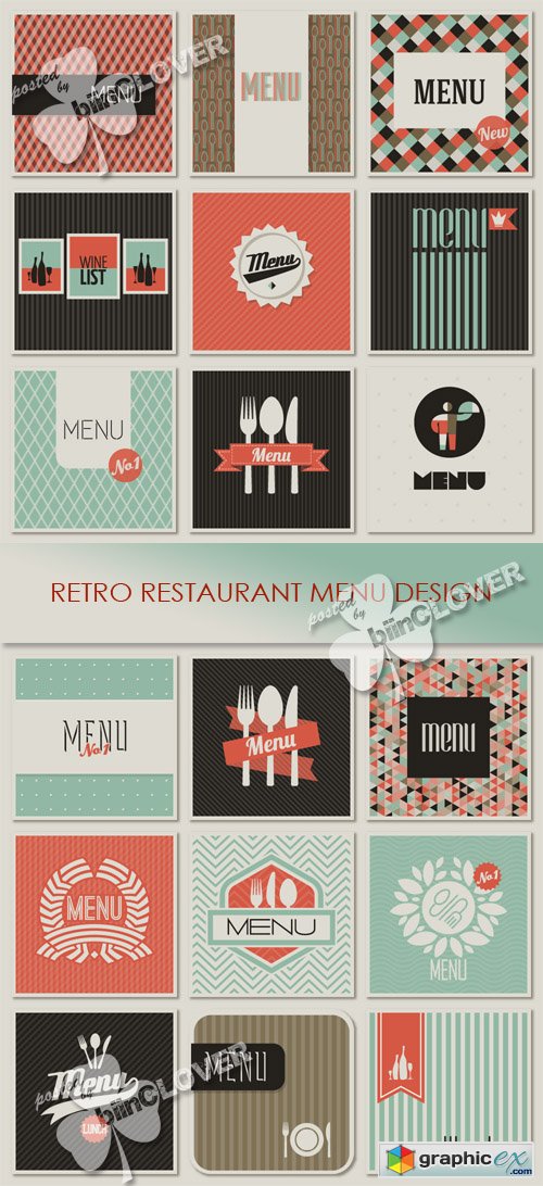 Vector Retro restaurant menu designs 0425
