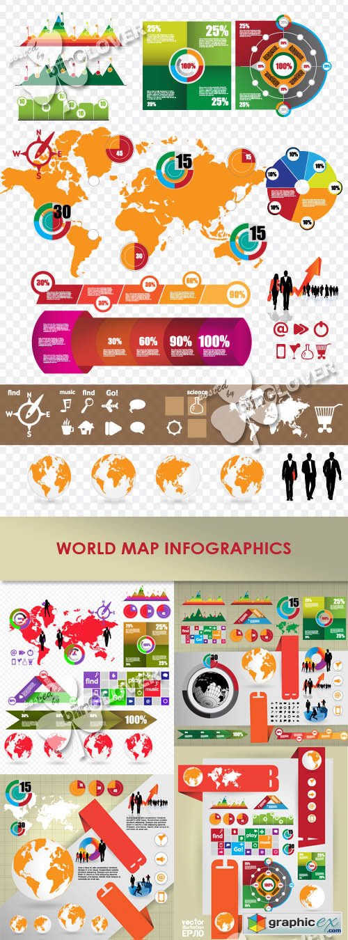 Vector World map infographics 0425