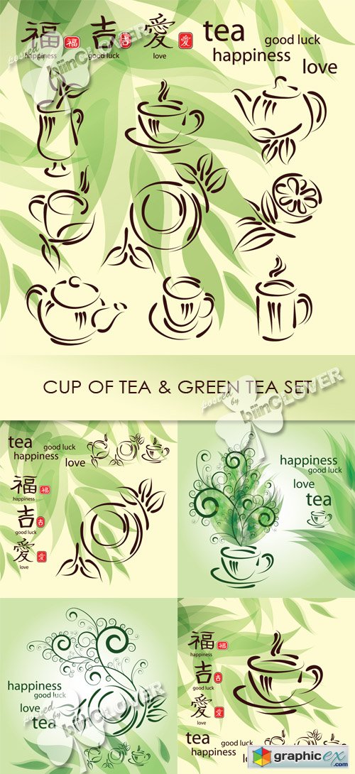 Vector Cup of tea and green tea set 0421