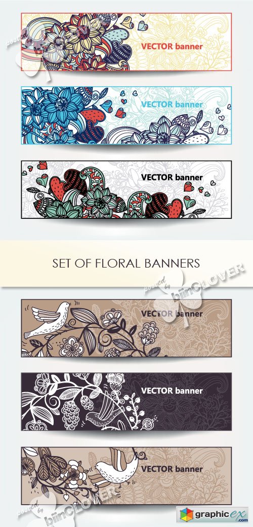 Vector Set of floral banners 0421