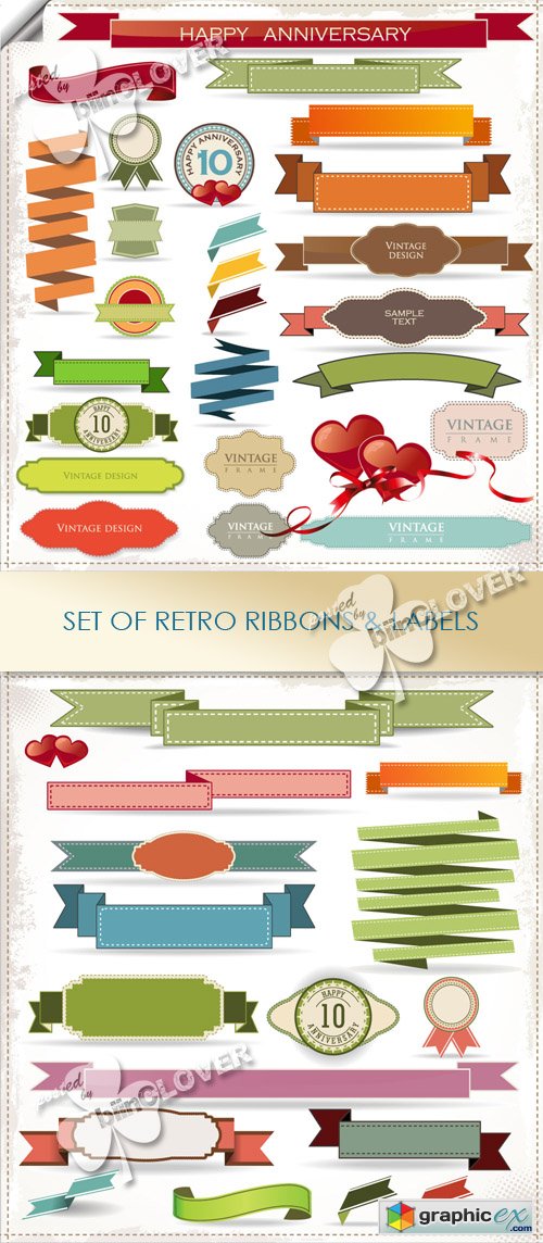 Vector Set of retro ribbons and labels 0421