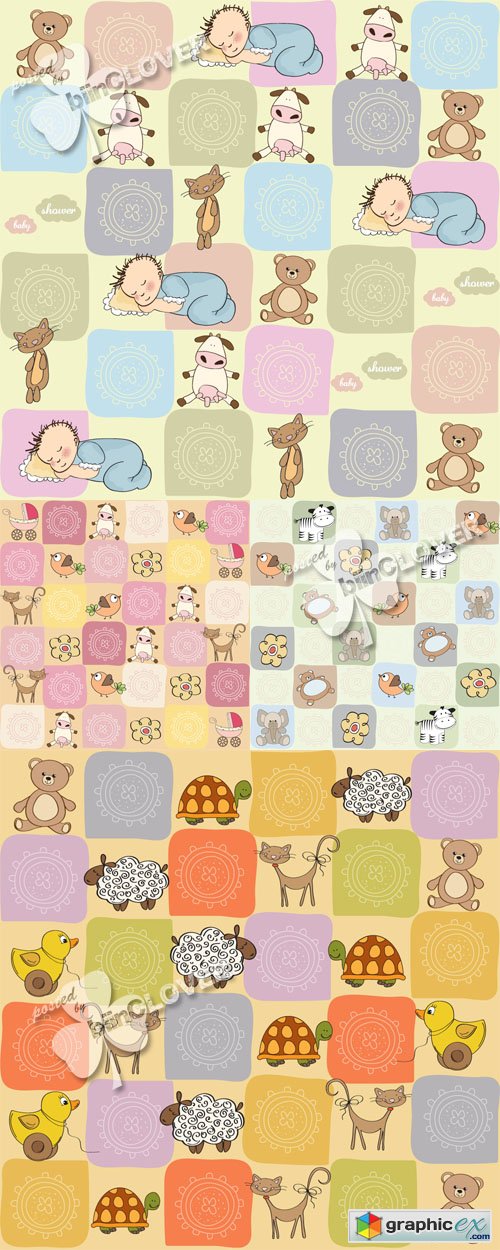 Vector Childish seamless pattern with toys 0319