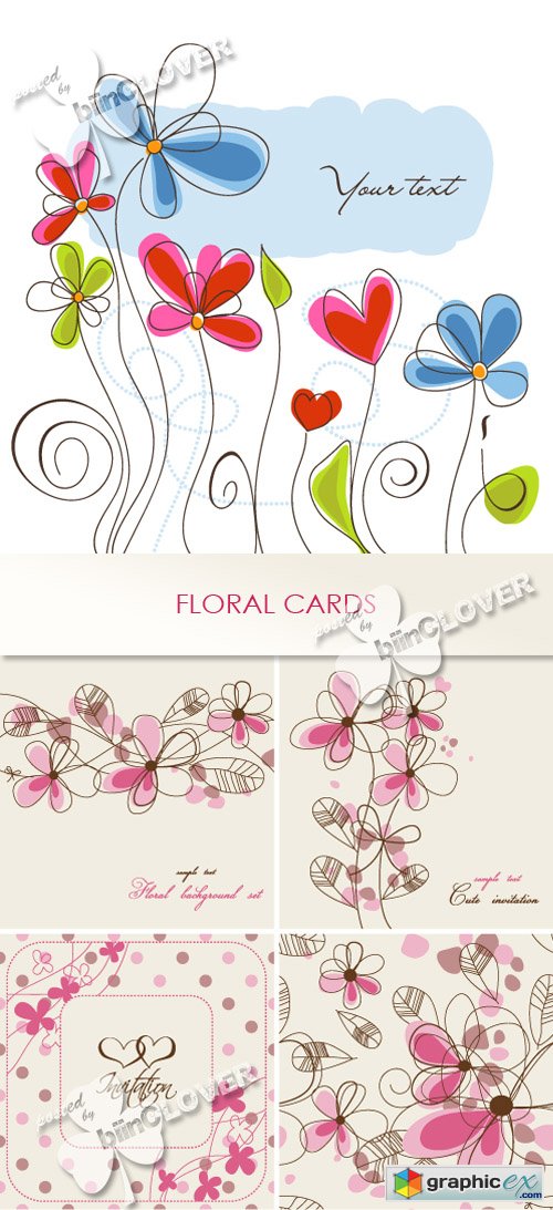 Vector Floral cards 0418