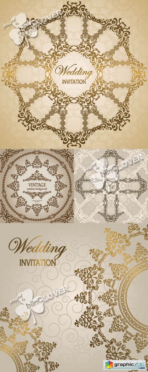 Vector Wedding invitation cards 0418