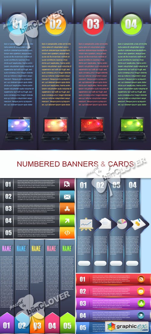 Vector Numbered banners and cards 0417