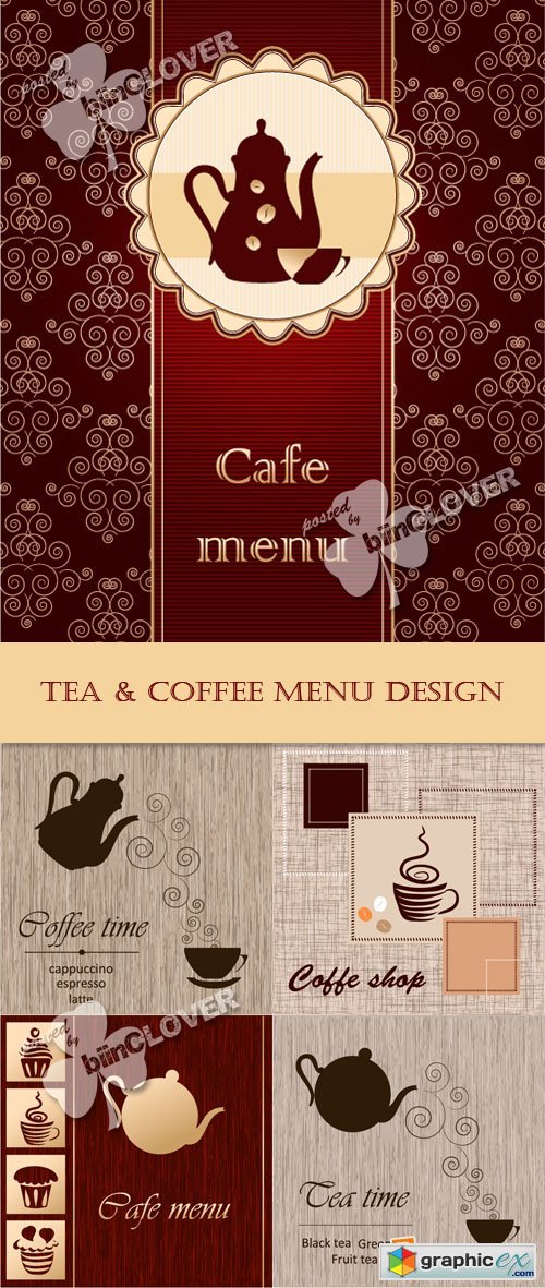 Vector Tea and coffee menu design 0398
