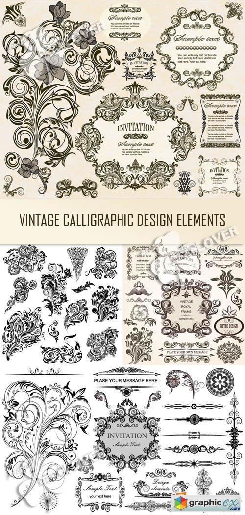 Vector Vintage calligraphic design elements 0388