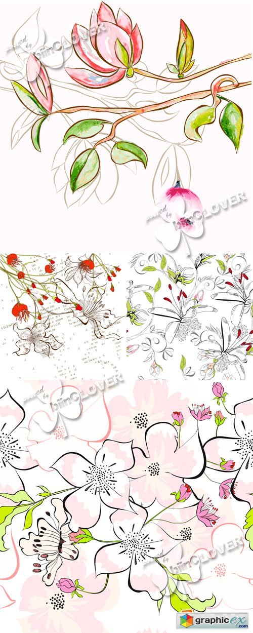 Vector Blossom spring flowers 0385