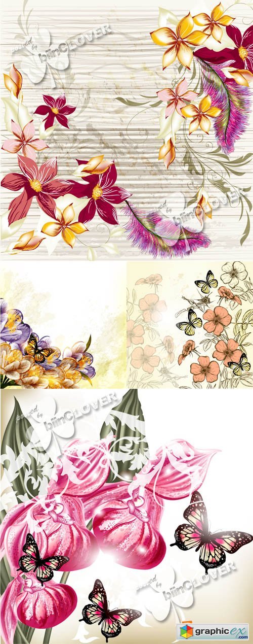 Vector Spring flowers background 0384
