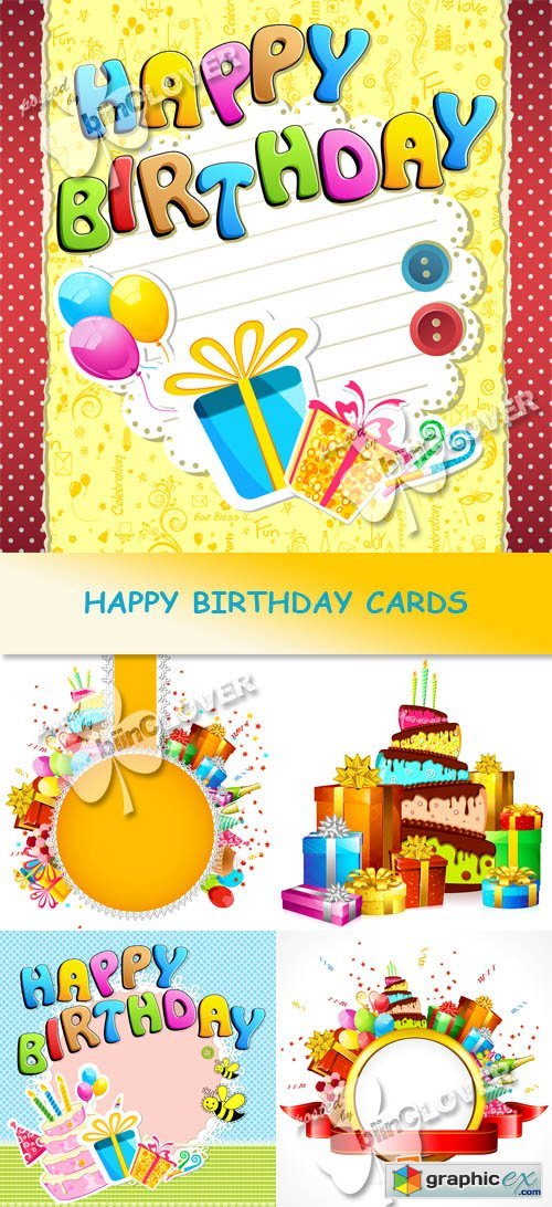 Vector Happy birthday cards 0383